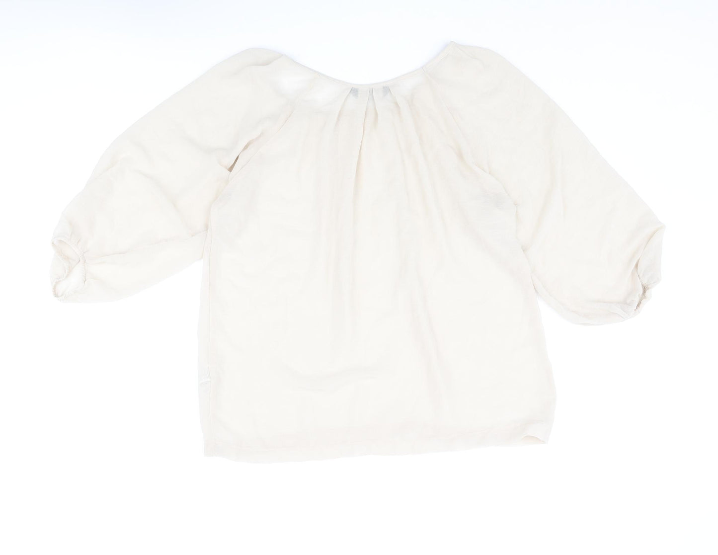 Dorothy Perkins Womens Beige Polyester Basic Blouse Size 12 Round Neck - Semi Sheer