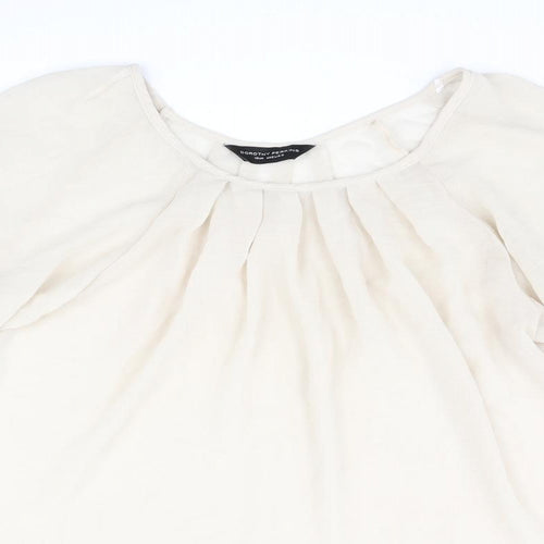 Dorothy Perkins Womens Beige Polyester Basic Blouse Size 12 Round Neck - Semi Sheer