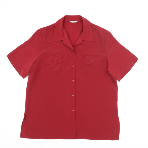 Berkertex Womens Red Polyester Basic Blouse Size 16 Collared