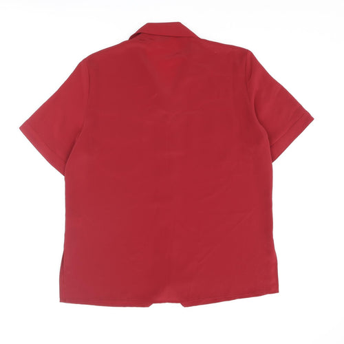 Berkertex Womens Red Polyester Basic Blouse Size 16 Collared