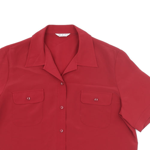 Berkertex Womens Red Polyester Basic Blouse Size 16 Collared