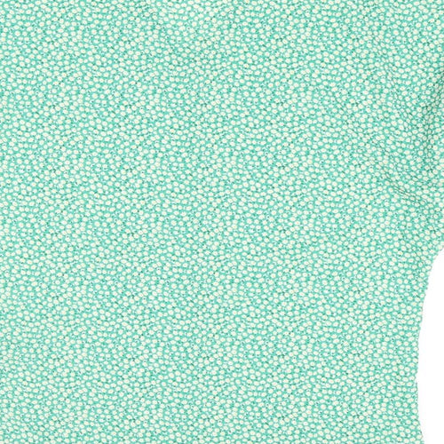 Boohoo Womens Green Floral Polyester Basic Blouse Size 6 V-Neck - Batwing