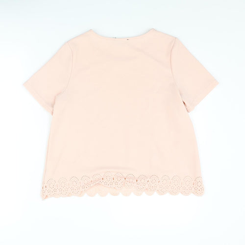New Look Womens Pink Polyester Basic Blouse Size 10 Roll Neck - Cut Out Detail