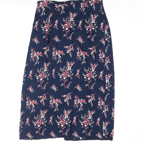 Benhannah Womens Blue Floral Polyester Wrap Skirt Size 16 Button