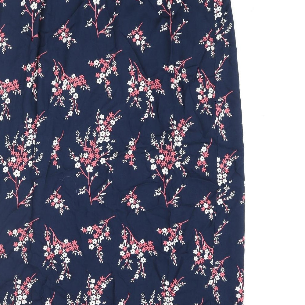 Benhannah Womens Blue Floral Polyester Wrap Skirt Size 16 Button