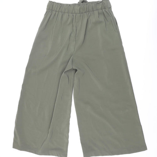 New Look Womens Green Polyester Cropped Trousers Size 12 L22 in Regular Tie