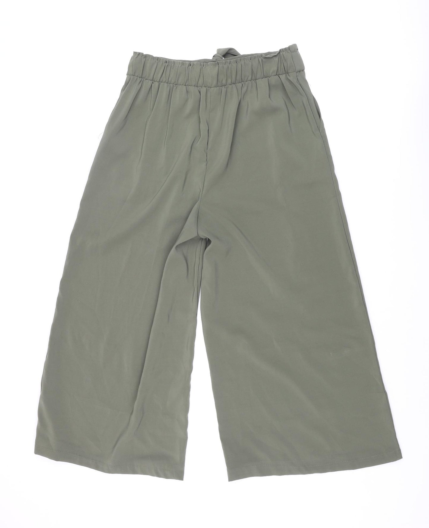 New Look Womens Green Polyester Cropped Trousers Size 12 L22 in Regular Tie