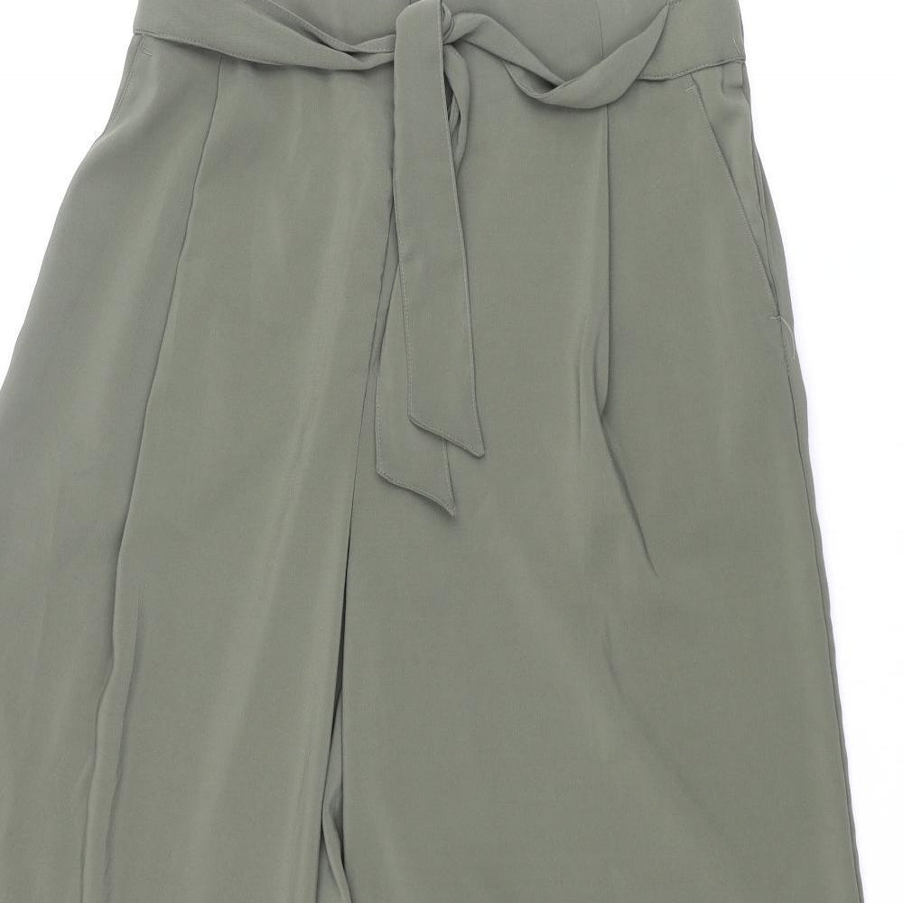 New Look Womens Green Polyester Cropped Trousers Size 12 L22 in Regular Tie