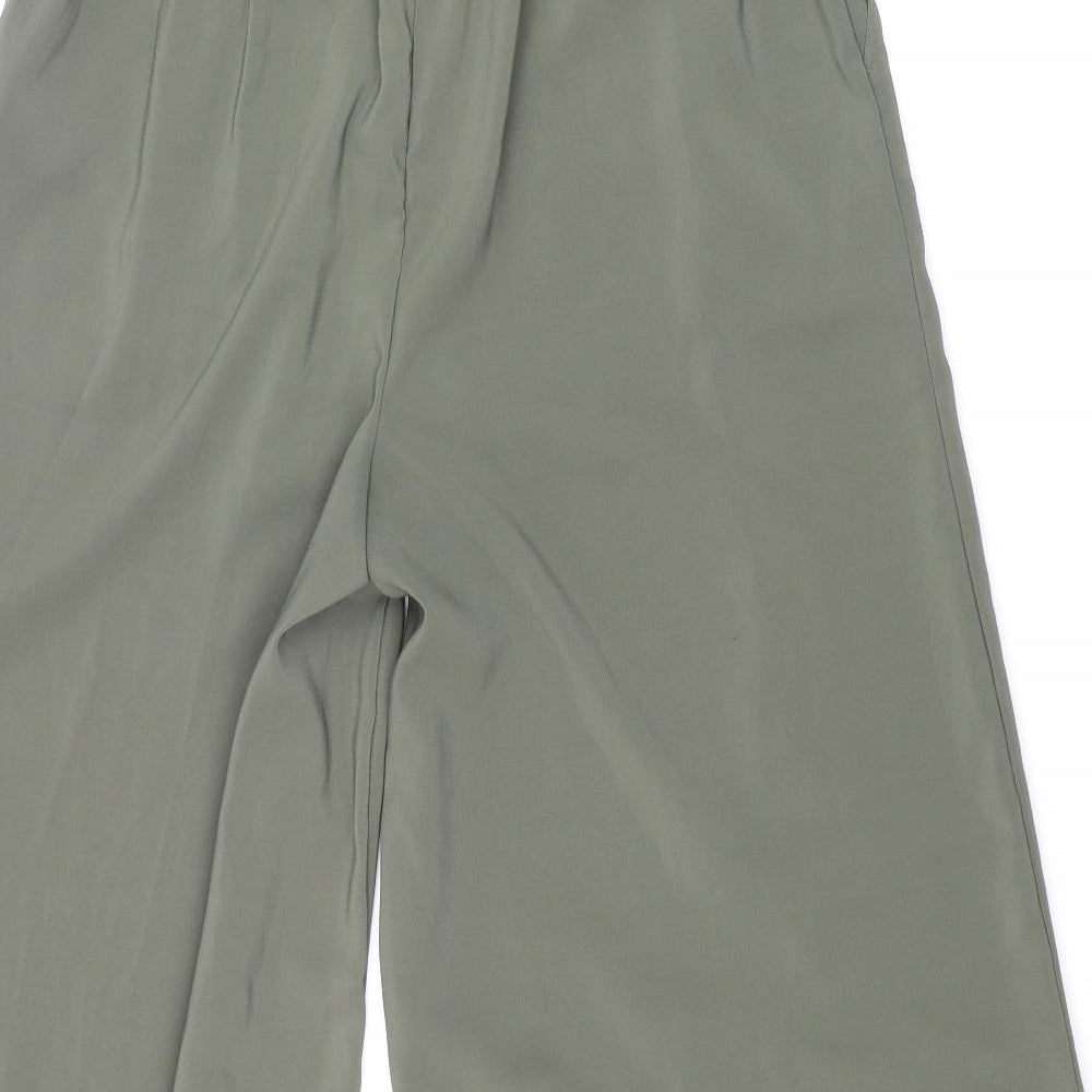 New Look Womens Green Polyester Cropped Trousers Size 12 L22 in Regular Tie