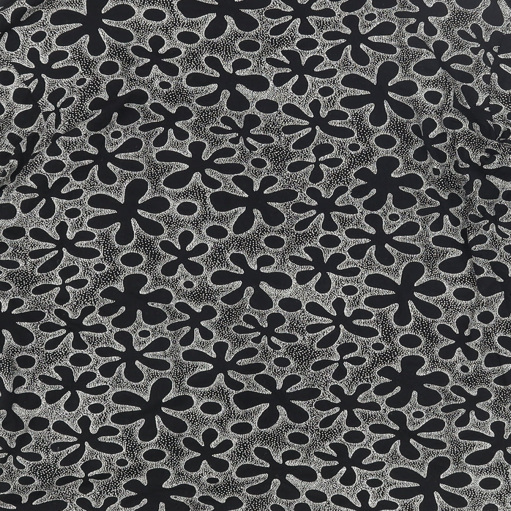 Just Elegance Womens Black Geometric Viscose Basic Blouse Size 16 Round Neck - Tie