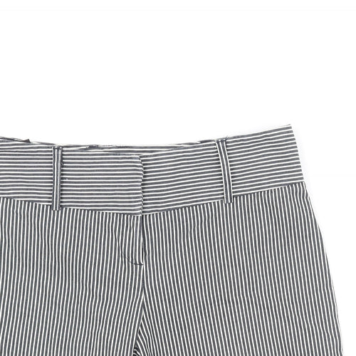 Topshop Womens Black Striped Cotton Basic Shorts Size 12 L8 in Regular Zip