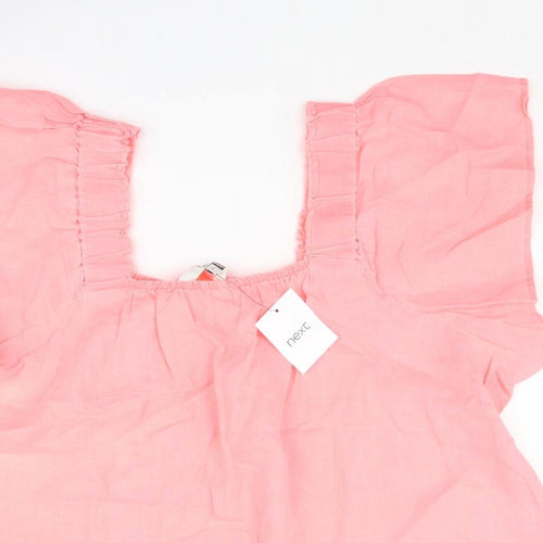 NEXT Womens Pink Linen Basic Blouse Size 18 Square Neck