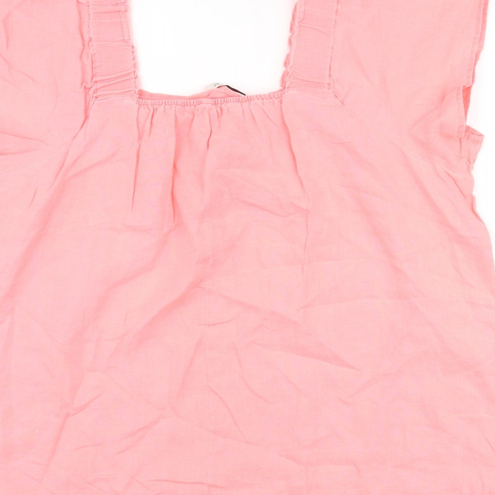NEXT Womens Pink Linen Basic Blouse Size 18 Square Neck