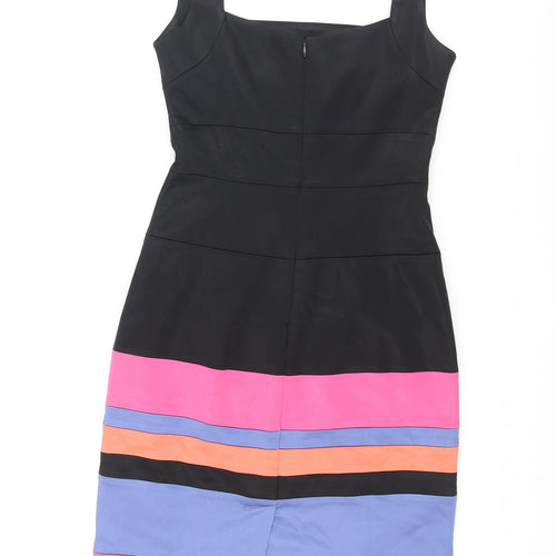 Jax Womens Multicoloured Acetate Bodycon Size 8 Square Neck Zip - Panelled