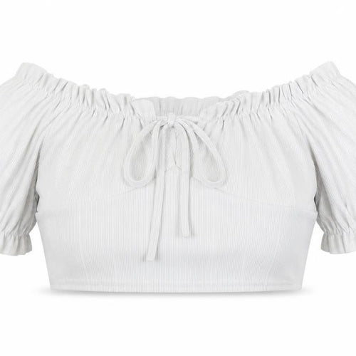 Boohoo Womens Grey Polyester Cropped Blouse Size 14 Boat Neck - Frill
