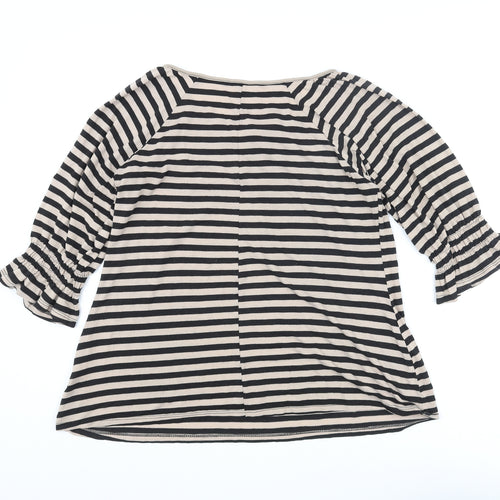 Dorothy Perkins Womens Beige Striped Viscose Basic Blouse Size 16 Round Neck
