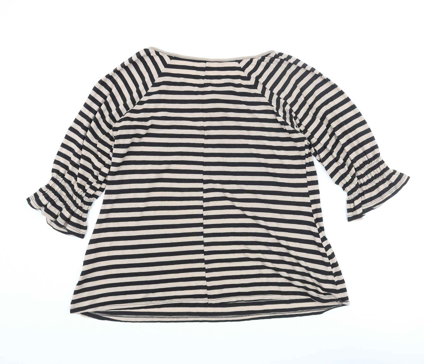 Dorothy Perkins Womens Beige Striped Viscose Basic Blouse Size 16 Round Neck