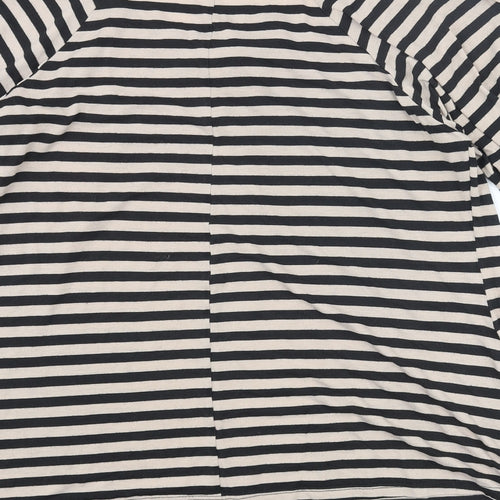 Dorothy Perkins Womens Beige Striped Viscose Basic Blouse Size 16 Round Neck