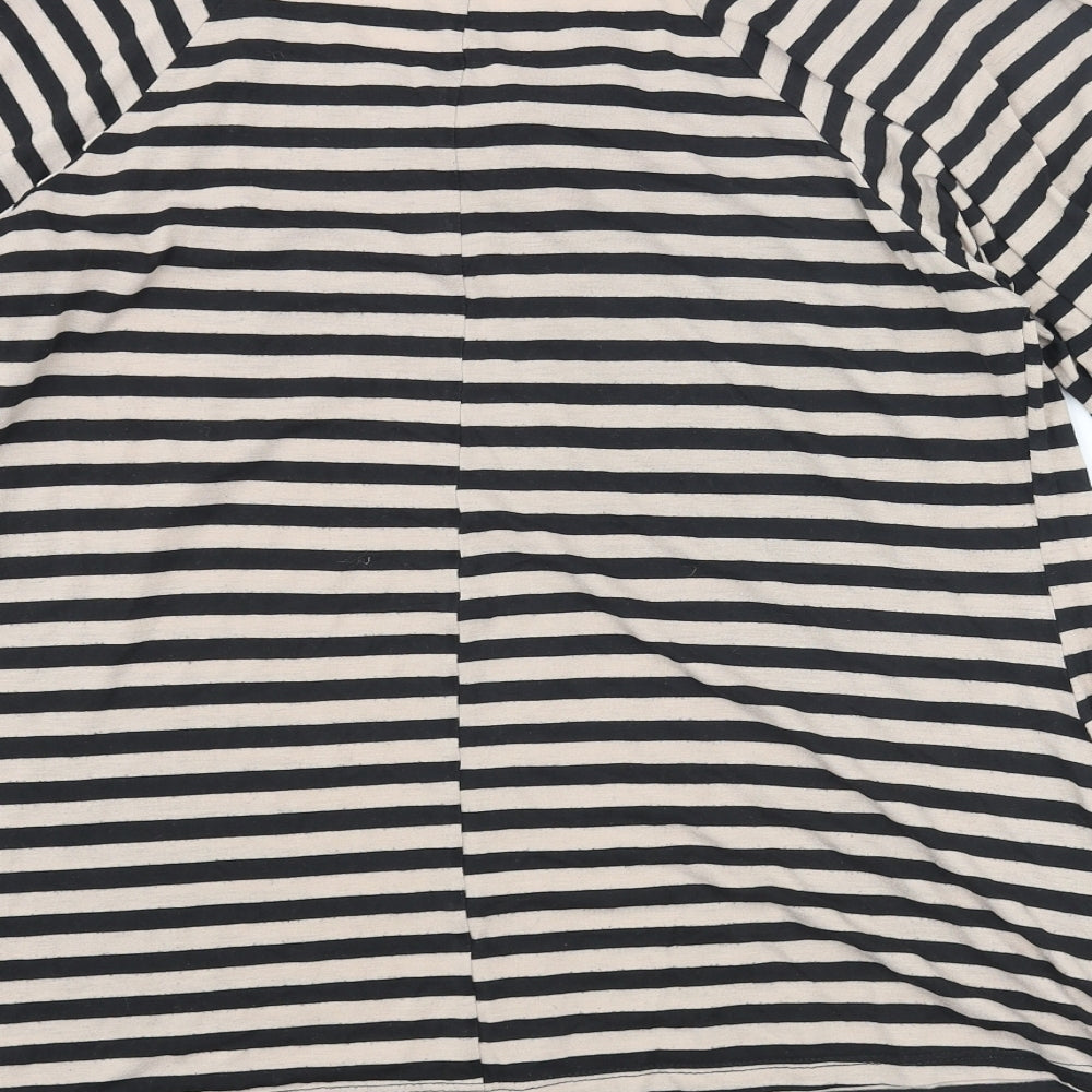 Dorothy Perkins Womens Beige Striped Viscose Basic Blouse Size 16 Round Neck