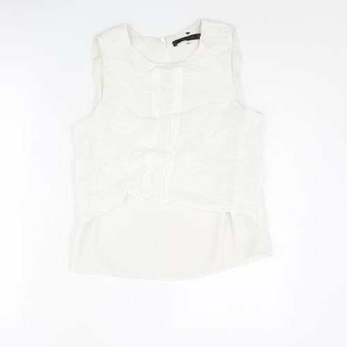 Zara Womens White Polyester Basic Blouse Size S Round Neck - Layered