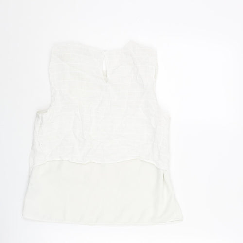 Zara Womens White Polyester Basic Blouse Size S Round Neck - Layered