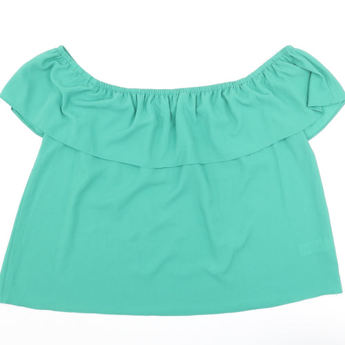 Dorothy Perkins Womens Green Polyester Basic Blouse Size 20 Off the Shoulder
