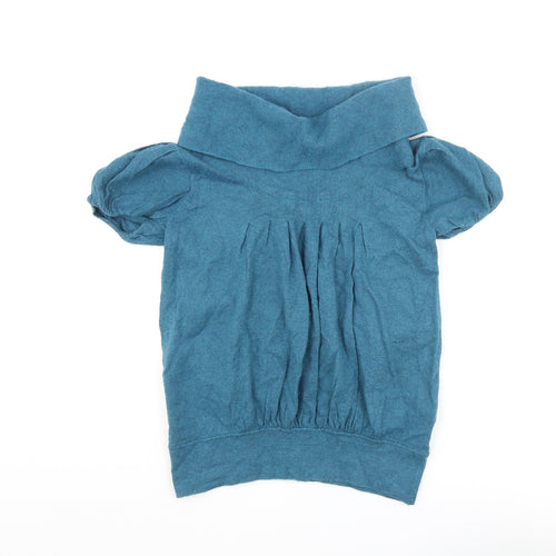 River Island Womens Blue Roll Neck Cotton Pullover Jumper Size 10