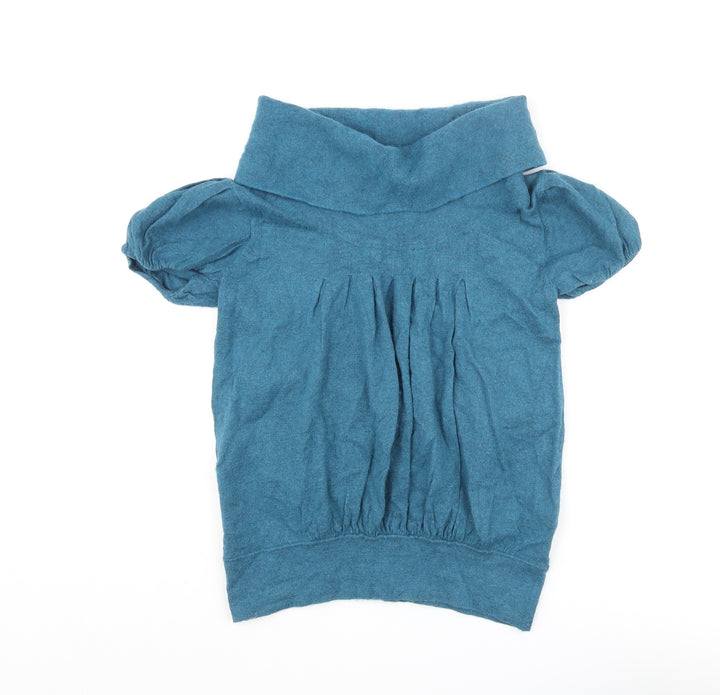 River Island Womens Blue Roll Neck Cotton Pullover Jumper Size 10