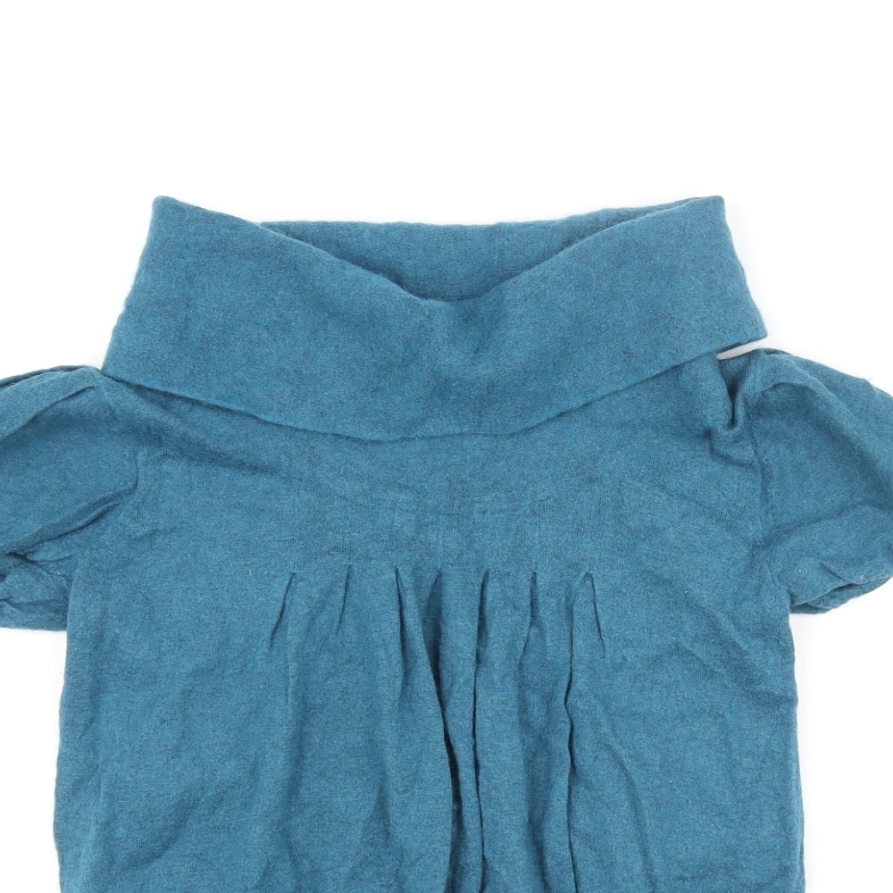 River Island Womens Blue Roll Neck Cotton Pullover Jumper Size 10