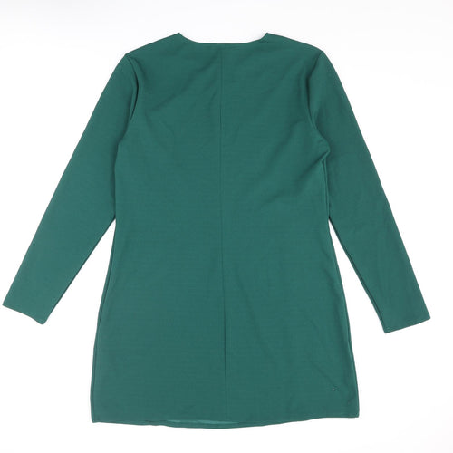 Zara Womens Green Polyester Mini Size L Round Neck Pullover