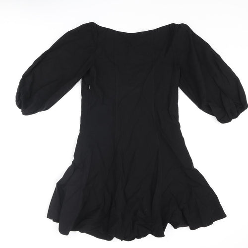 Zara Womens Black Cotton Mini Size L Sweetheart Hook & Eye