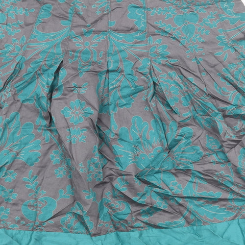 Topshop Womens Blue Geometric Cotton Flare Skirt Size 10 Zip