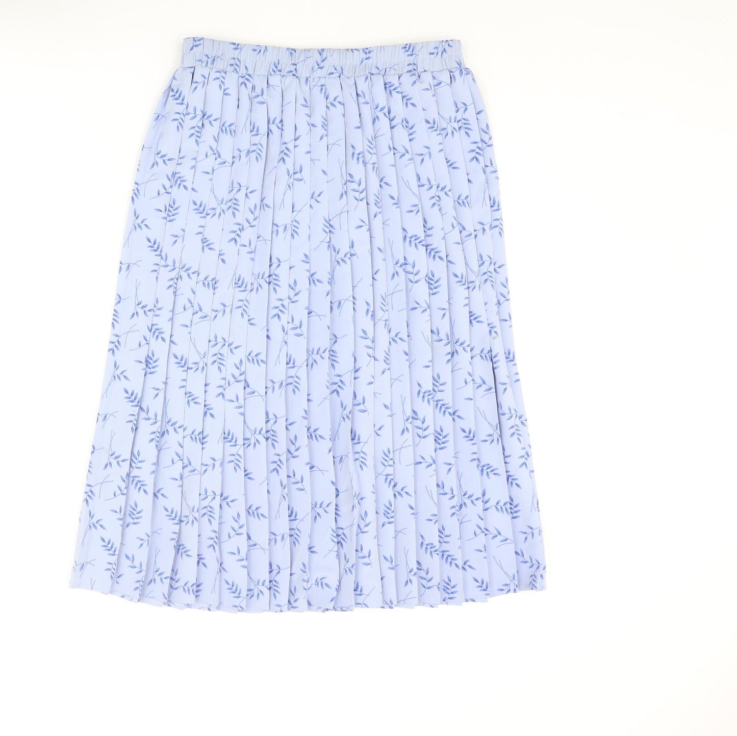 Debenhams Womens Blue Geometric Polyester Pleated Skirt Size 10 - Leaf Print