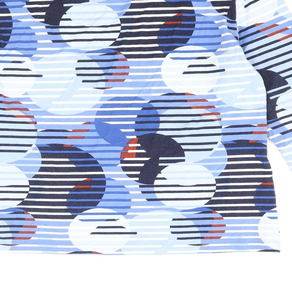 Barbara Lebek Womens Blue Geometric Viscose Basic T-Shirt Size 12 Round Neck