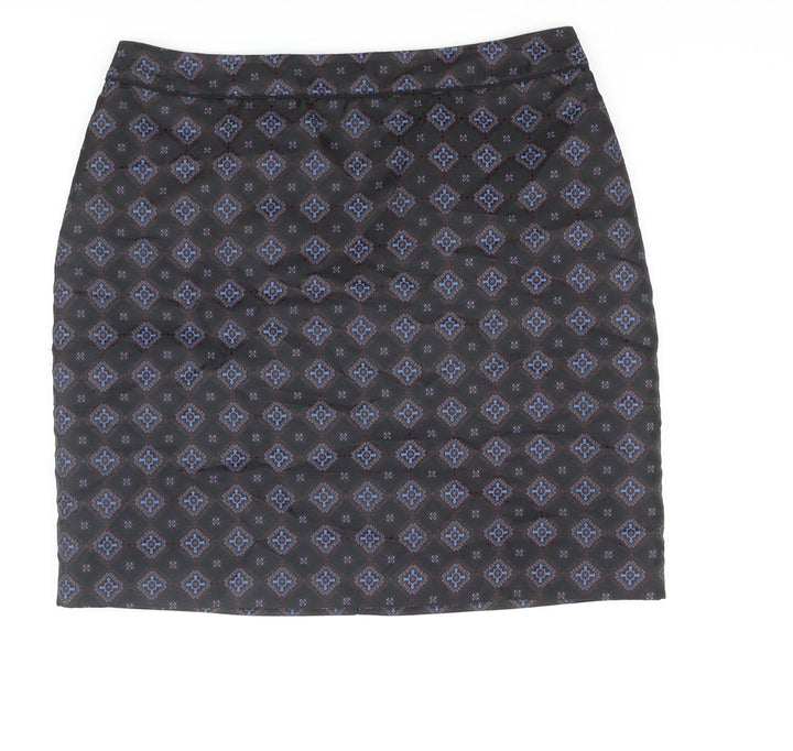 Warehouse Womens Black Geometric Polyester Straight & Pencil Skirt Size 10 Zip