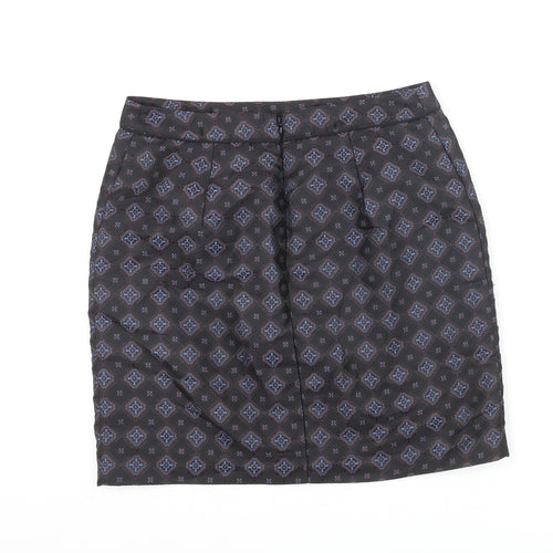 Warehouse Womens Black Geometric Polyester Straight & Pencil Skirt Size 10 Zip