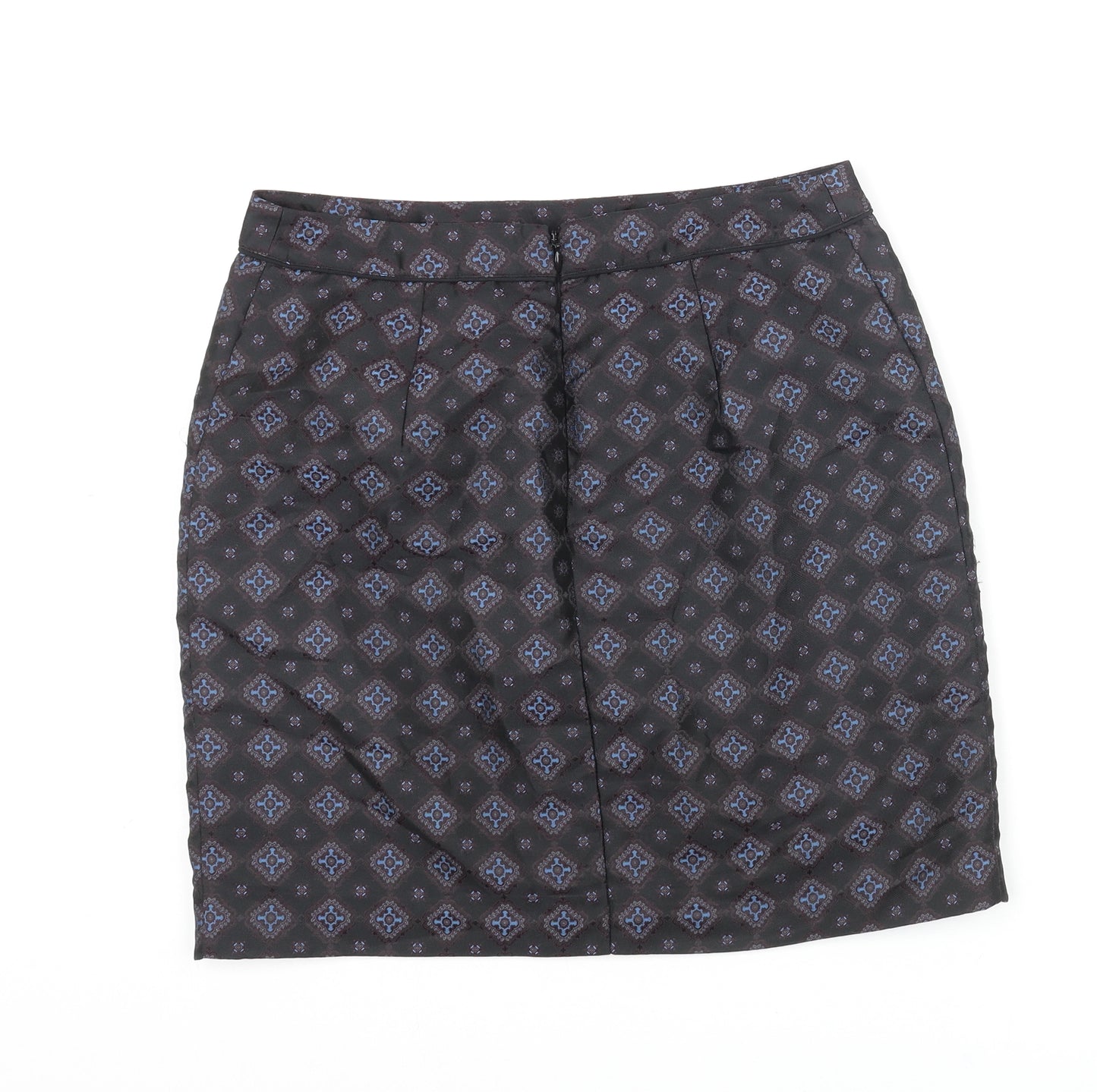 Warehouse Womens Black Geometric Polyester Straight & Pencil Skirt Size 10 Zip