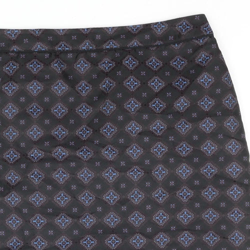 Warehouse Womens Black Geometric Polyester Straight & Pencil Skirt Size 10 Zip