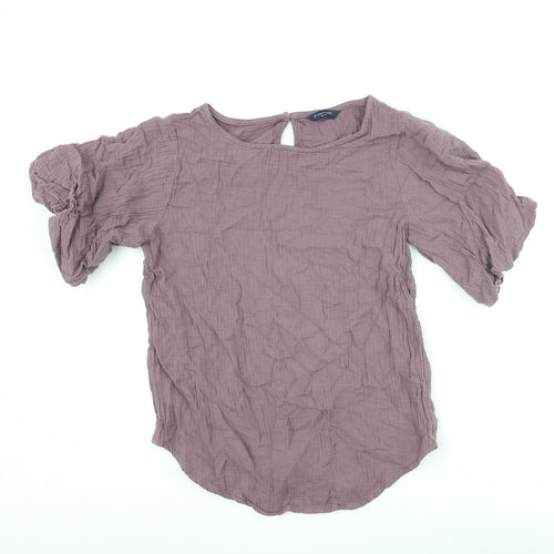 Denver Hayes Womens Purple Cotton Basic Blouse Size M Round Neck