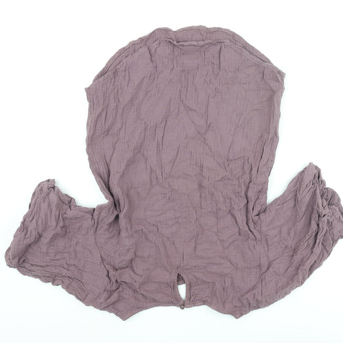 Denver Hayes Womens Purple Cotton Basic Blouse Size M Round Neck