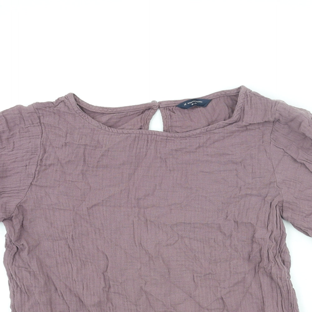 Denver Hayes Womens Purple Cotton Basic Blouse Size M Round Neck