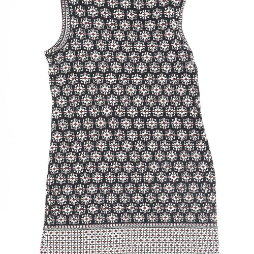 Max Studio Womens Black Geometric Viscose Tank Dress Size M Scoop Neck Pullover