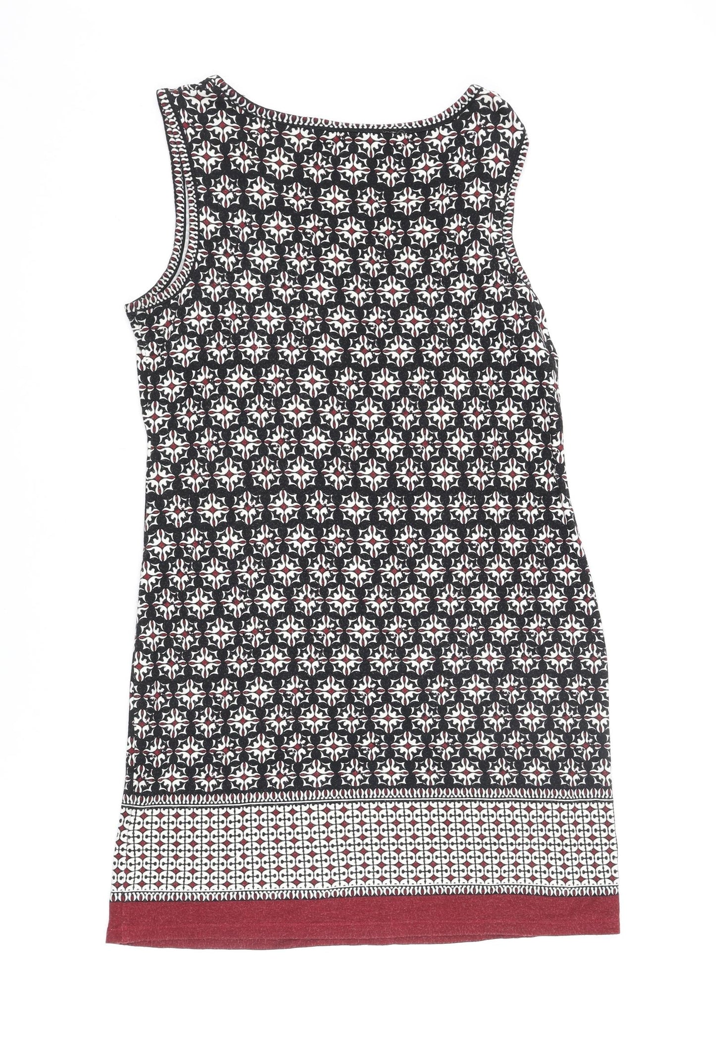 Max Studio Womens Black Geometric Viscose Tank Dress Size M Scoop Neck Pullover