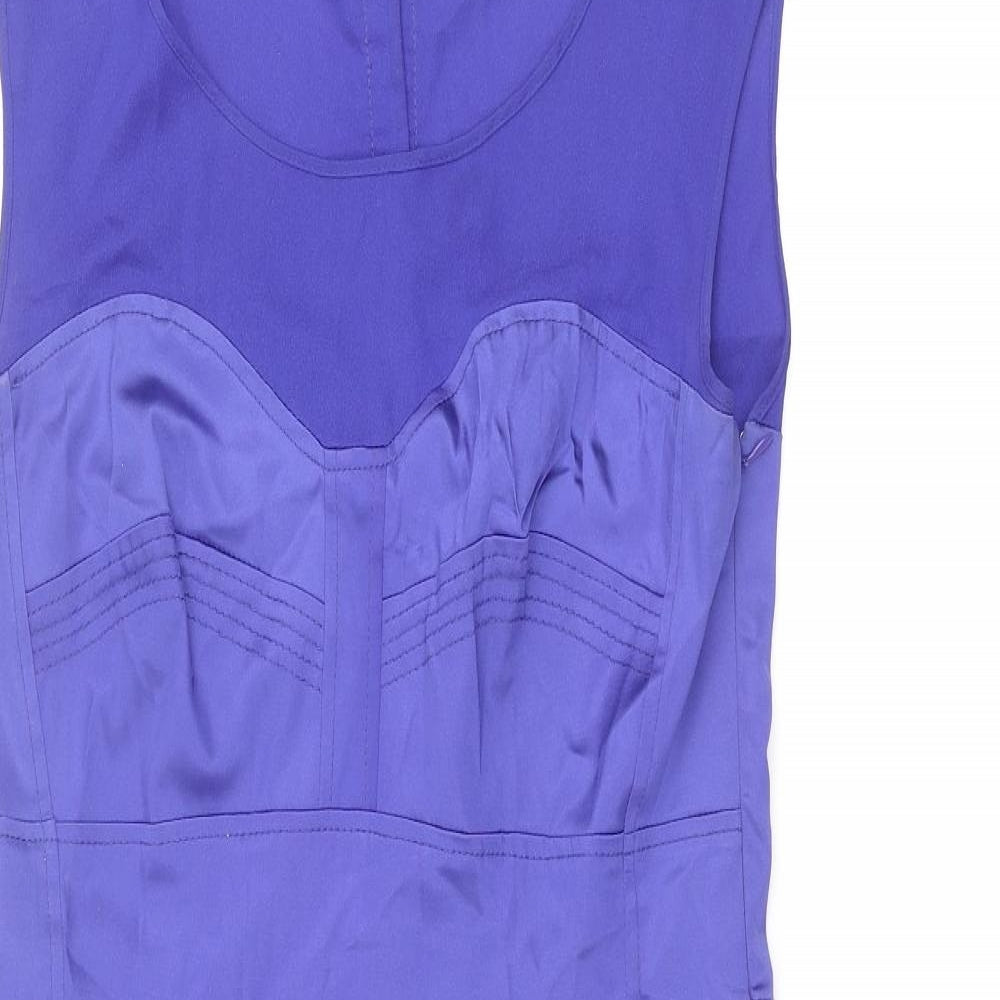 InWear Womens Blue Acetate Shift Size 10 Round Neck Hook & Eye