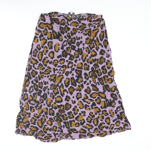 NEXT Womens Purple Animal Print Viscose A-Line Skirt Size 12 - Leopard Print
