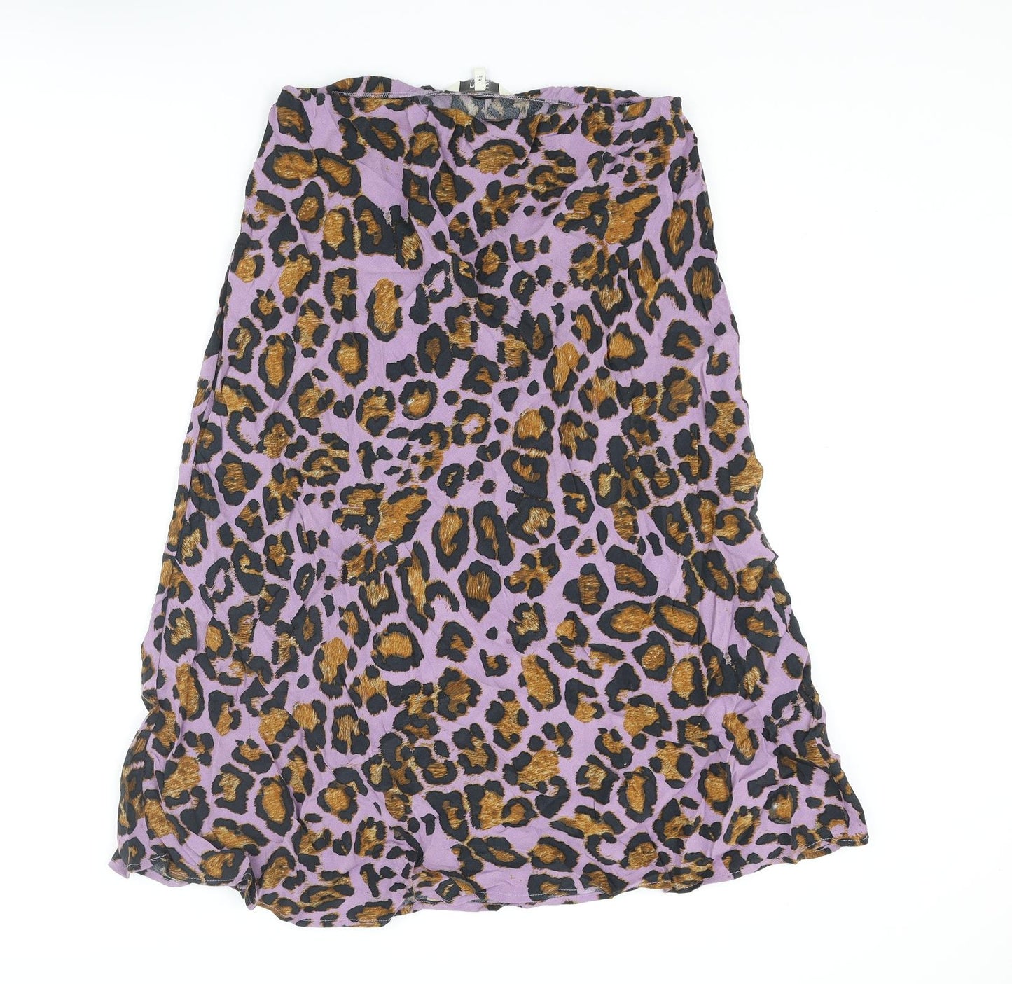 NEXT Womens Purple Animal Print Viscose A-Line Skirt Size 12 - Leopard Print