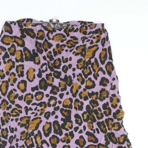 NEXT Womens Purple Animal Print Viscose A-Line Skirt Size 12 - Leopard Print