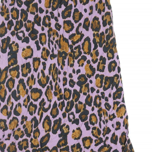NEXT Womens Purple Animal Print Viscose A-Line Skirt Size 12 - Leopard Print