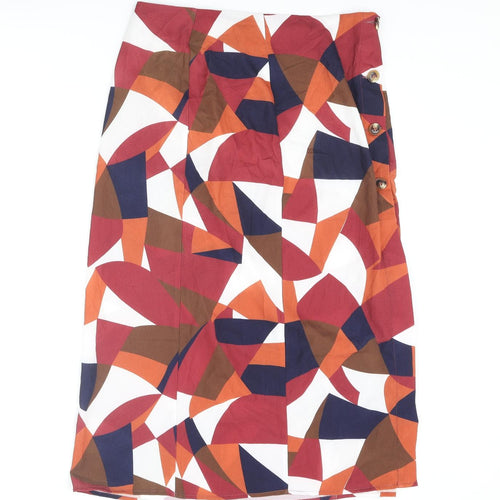 Zibi London Womens Multicoloured Geometric Polyester Straight & Pencil Skirt Size 12 Button