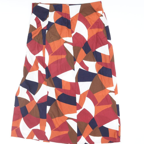 Zibi London Womens Multicoloured Geometric Polyester Straight & Pencil Skirt Size 12 Button